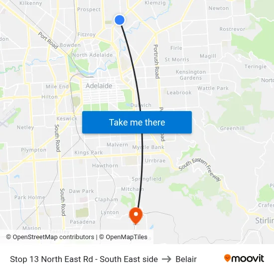 Stop 13 North East Rd - South East side to Belair map