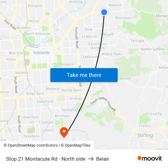 Stop 21 Montacute Rd - North side to Belair map