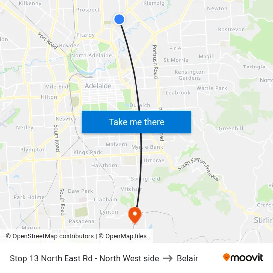 Stop 13 North East Rd - North West side to Belair map