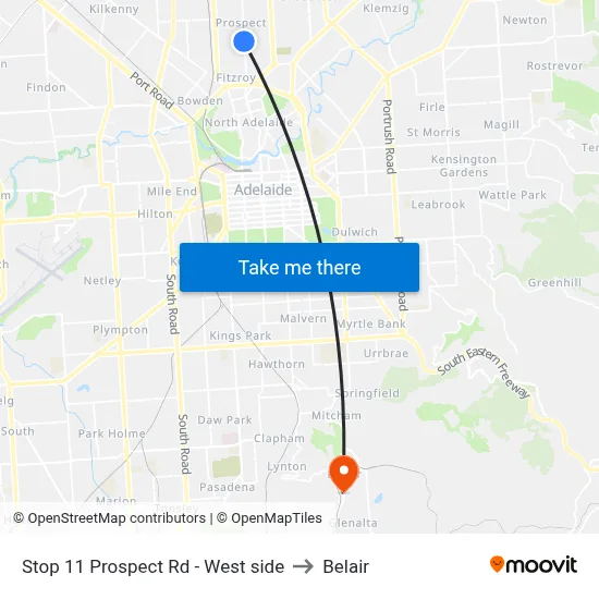 Stop 11 Prospect Rd - West side to Belair map