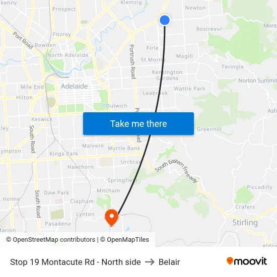 Stop 19 Montacute Rd - North side to Belair map