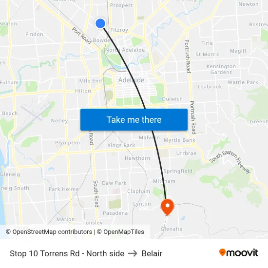 Stop 10 Torrens Rd - North side to Belair map