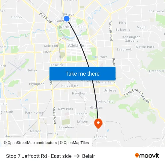 Stop 7 Jeffcott Rd - East side to Belair map