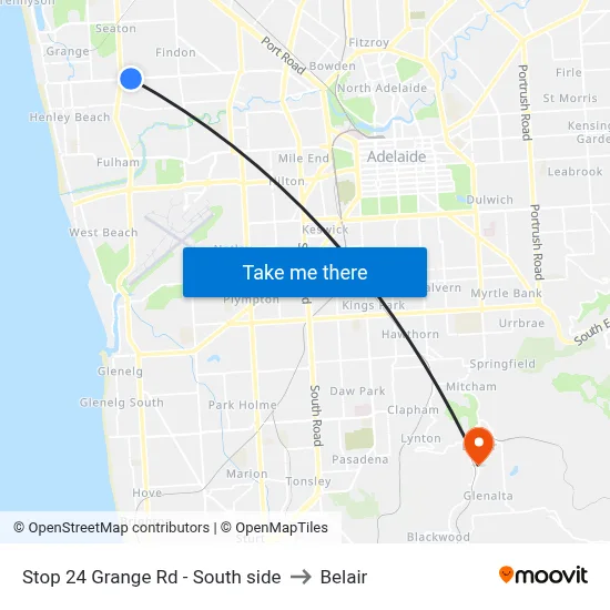 Stop 24 Grange Rd - South side to Belair map