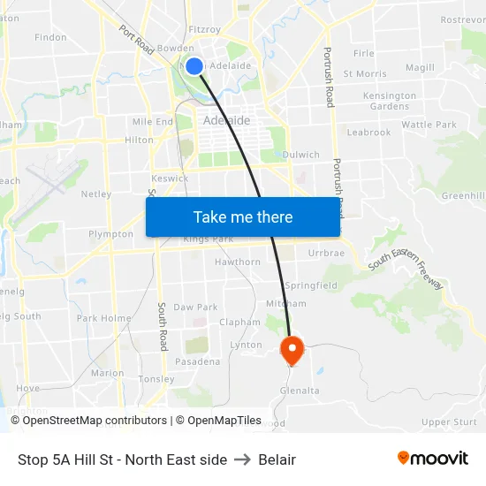 Stop 5A Hill St - North East side to Belair map