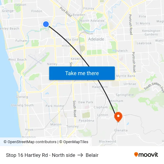 Stop 16 Hartley Rd - North side to Belair map