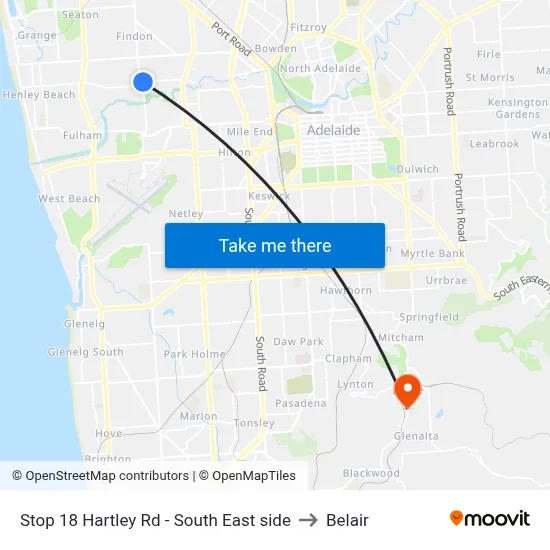 Stop 18 Hartley Rd - South East side to Belair map