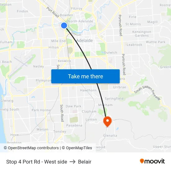 Stop 4 Port Rd - West side to Belair map