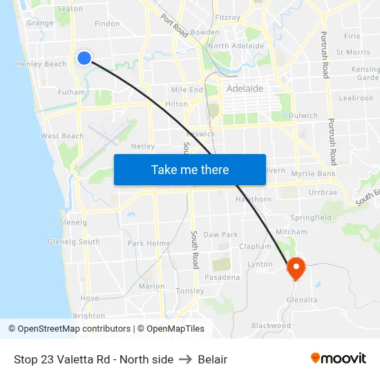 Stop 23 Valetta Rd - North side to Belair map
