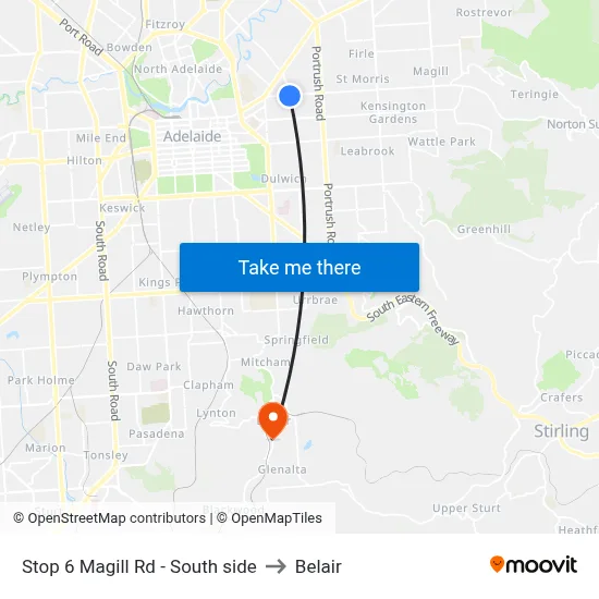 Stop 6 Magill Rd - South side to Belair map