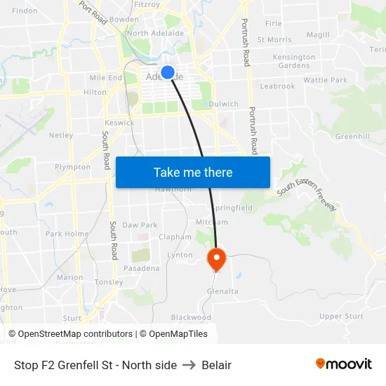 Stop F2 Grenfell St - North side to Belair map