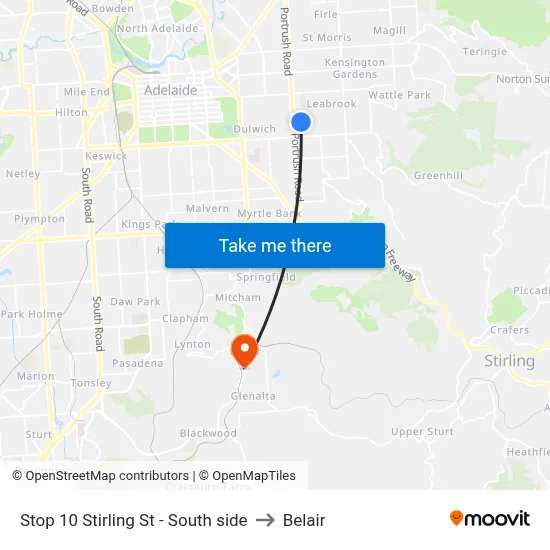 Stop 10 Stirling St - South side to Belair map