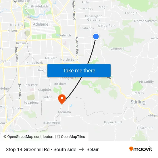 Stop 14 Greenhill Rd - South side to Belair map