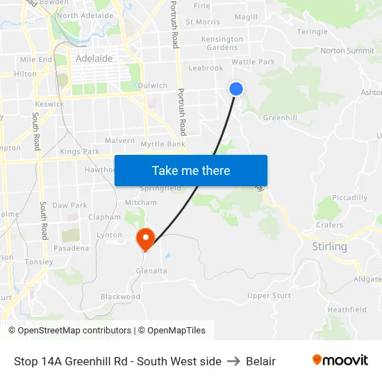Stop 14A Greenhill Rd - South West side to Belair map