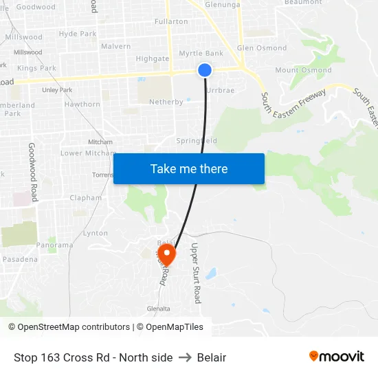 Stop 163 Cross Rd - North side to Belair map