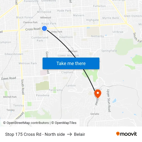 Stop 175 Cross Rd - North side to Belair map