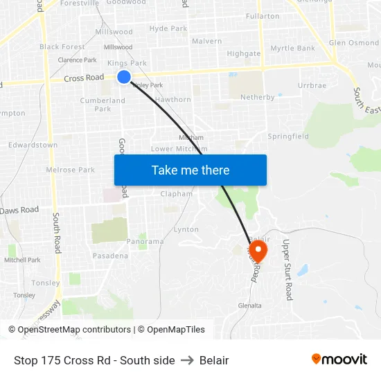 Stop 175 Cross Rd - South side to Belair map