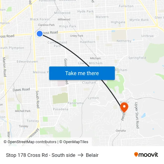 Stop 178 Cross Rd - South side to Belair map
