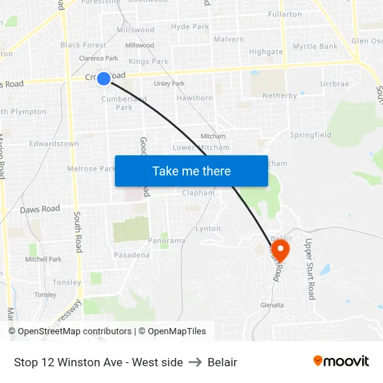 Stop 12 Winston Ave - West side to Belair map