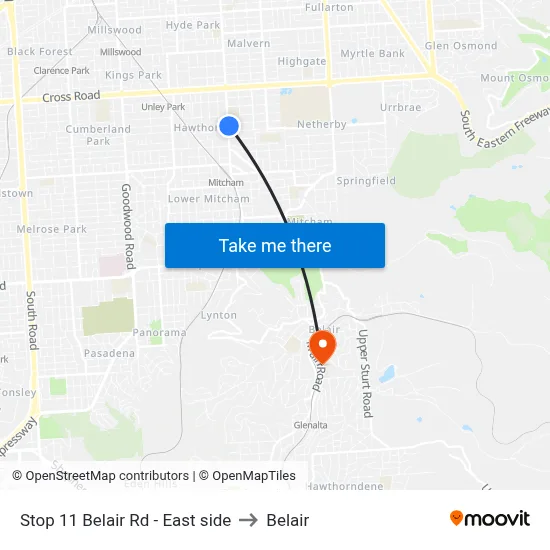 Stop 11 Belair Rd - East side to Belair map