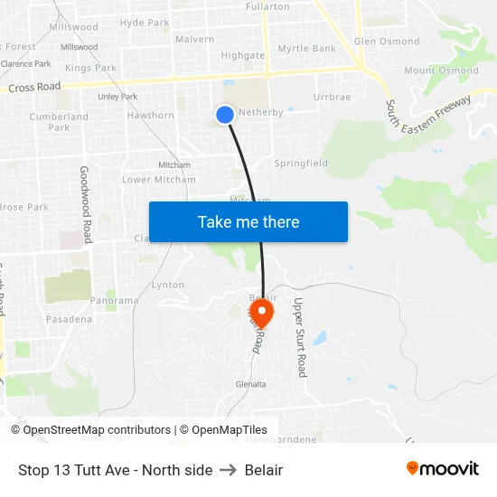 Stop 13 Tutt Ave - North side to Belair map