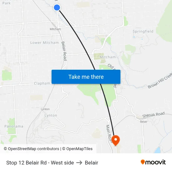 Stop 12 Belair Rd - West side to Belair map