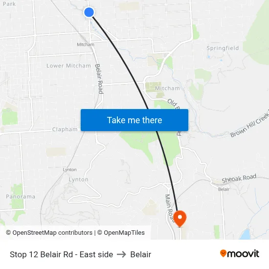 Stop 12 Belair Rd - East side to Belair map
