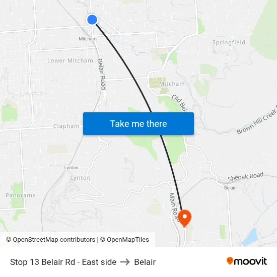 Stop 13 Belair Rd - East side to Belair map