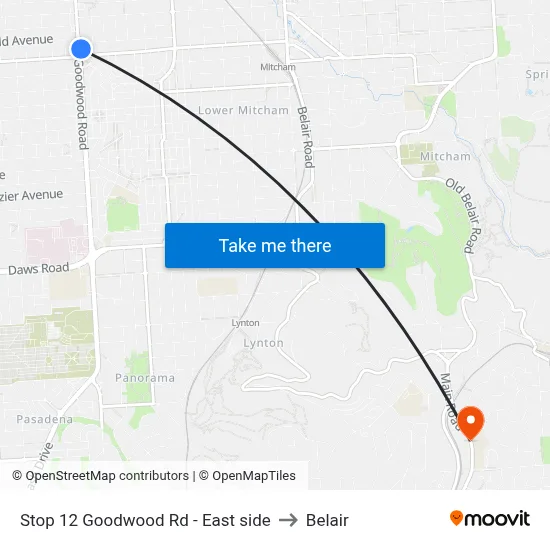 Stop 12 Goodwood Rd - East side to Belair map