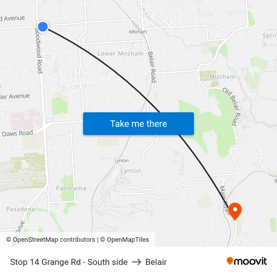 Stop 14 Grange Rd - South side to Belair map