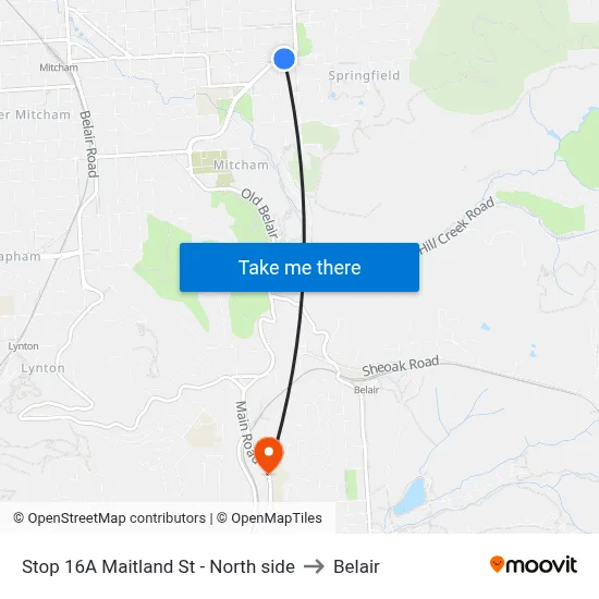 Stop 16A Maitland St - North side to Belair map