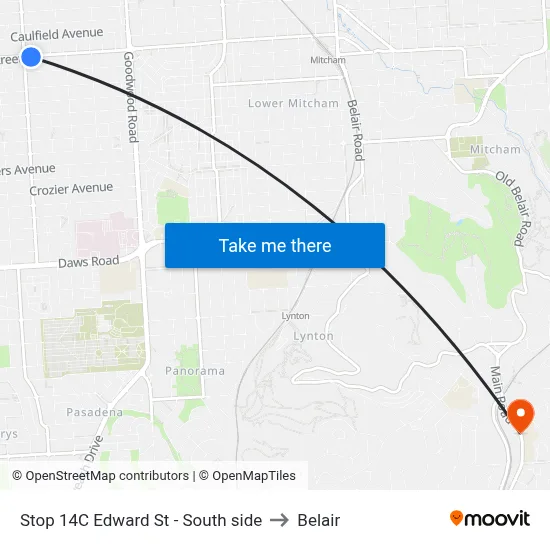 Stop 14C Edward St - South side to Belair map