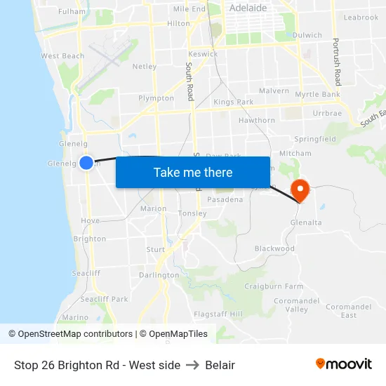 Stop 26 Brighton Rd - West side to Belair map