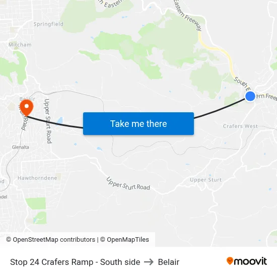 Stop 24 Crafers Ramp - South side to Belair map