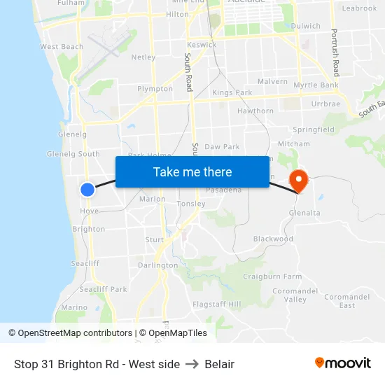 Stop 31 Brighton Rd - West side to Belair map