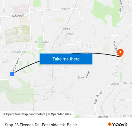 Stop 23 Fiveash Dr - East side to Belair map