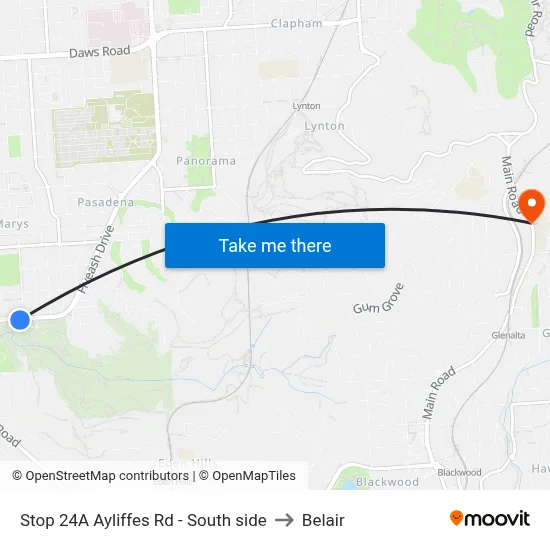Stop 24A Ayliffes Rd - South side to Belair map