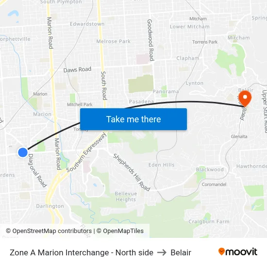 Zone A Marion Interchange - North side to Belair map