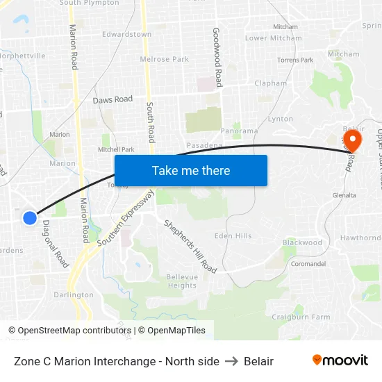 Zone C Marion Interchange - North side to Belair map