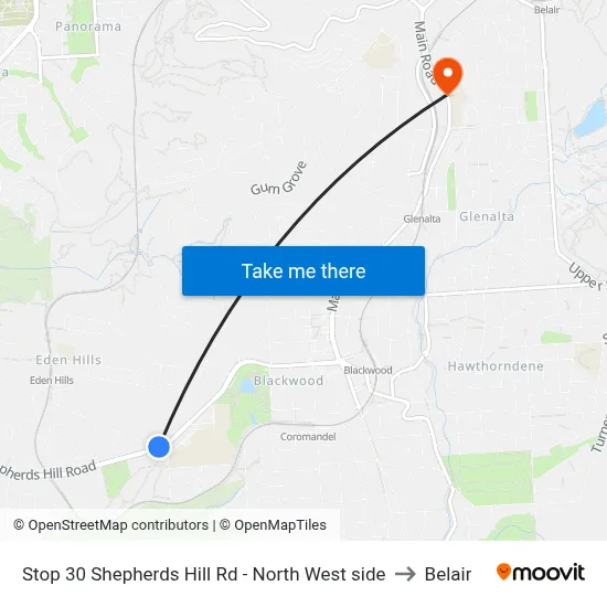 Stop 30 Shepherds Hill Rd - North West side to Belair map
