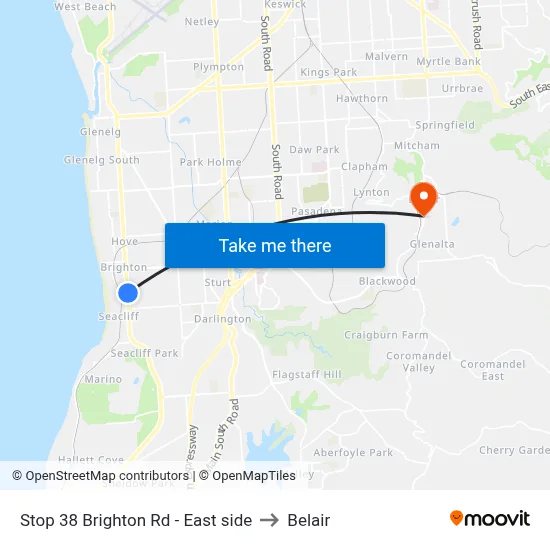 Stop 38 Brighton Rd - East side to Belair map