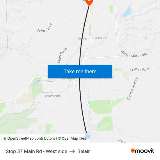 Stop 37 Main Rd - West side to Belair map