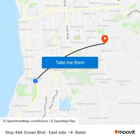 Stop 44A Ocean Blvd - East side to Belair map