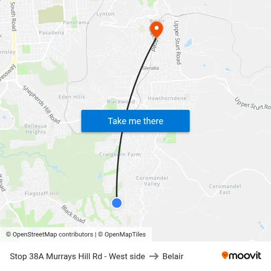 Stop 38A Murrays Hill Rd - West side to Belair map