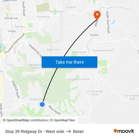 Stop 39 Ridgway Dr - West side to Belair map