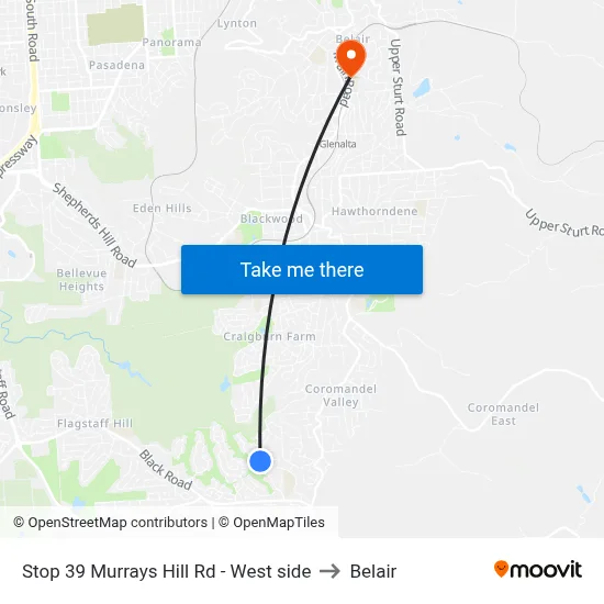 Stop 39 Murrays Hill Rd - West side to Belair map