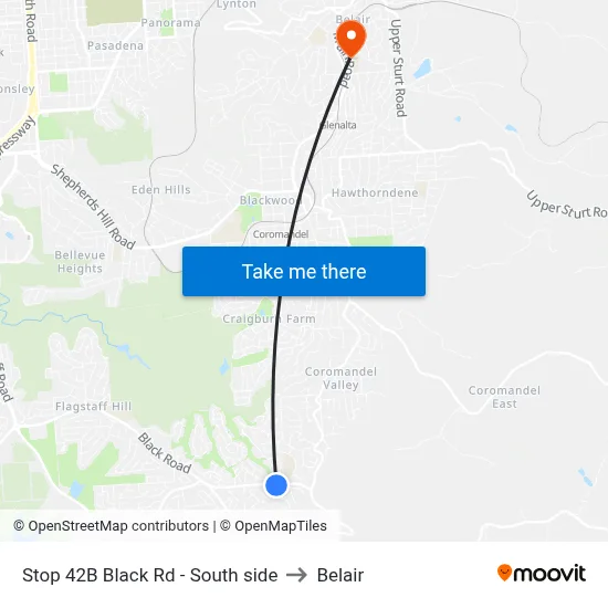 Stop 42B Black Rd - South side to Belair map