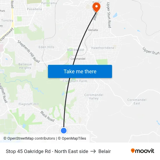 Stop 45 Oakridge Rd - North East side to Belair map