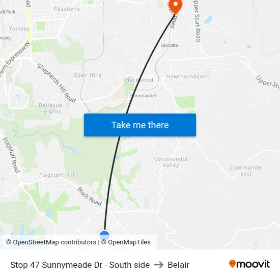 Stop 47 Sunnymeade Dr - South side to Belair map
