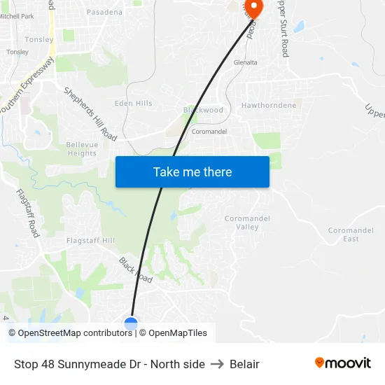 Stop 48 Sunnymeade Dr - North side to Belair map